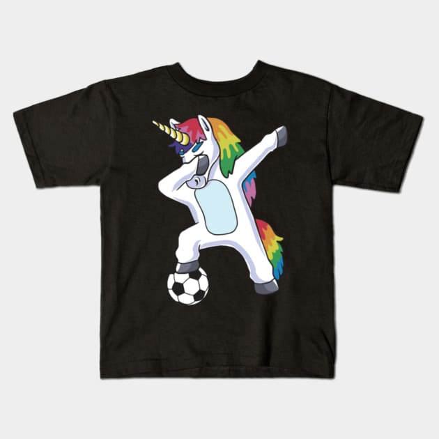 Dabbing Unicorn Soccer Kids T-Shirt by Kink4on